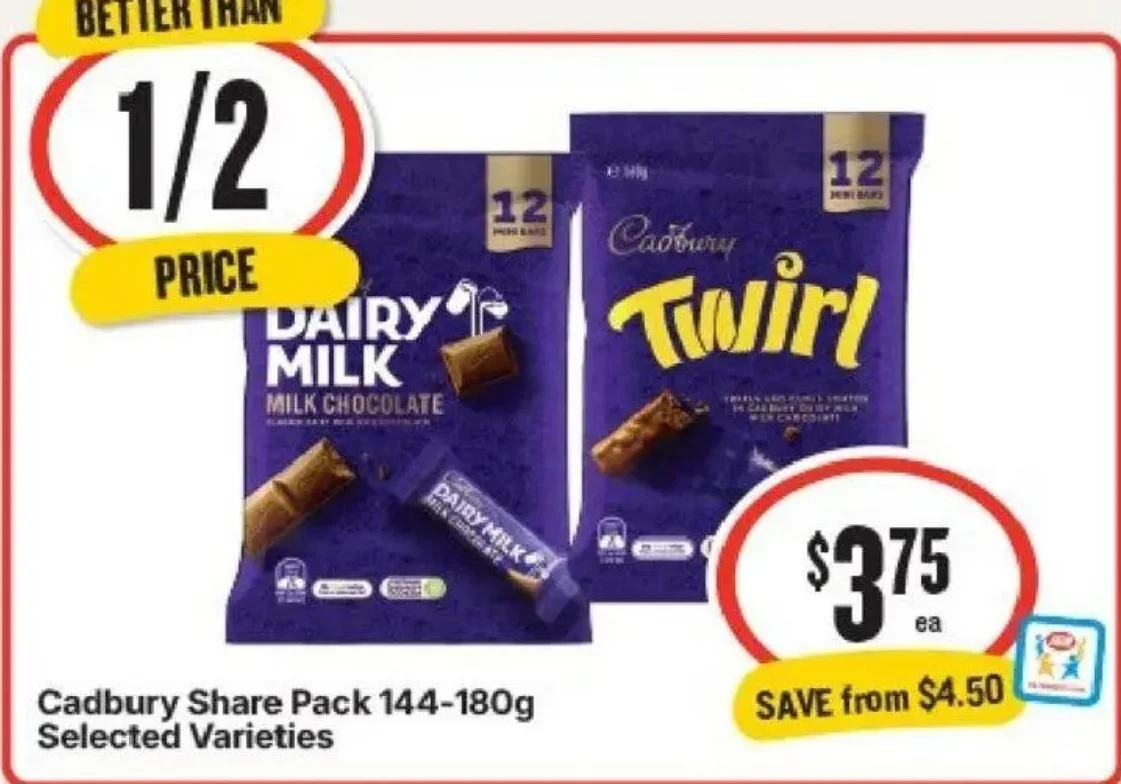 Cadbury Share Pack 144-180g Selected Varieties