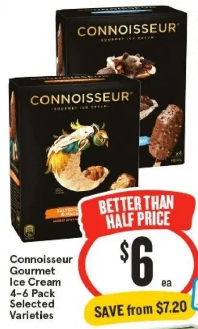 Connoisseur Gourmet Ice Cream 4-6 Pack Selected Varieties
