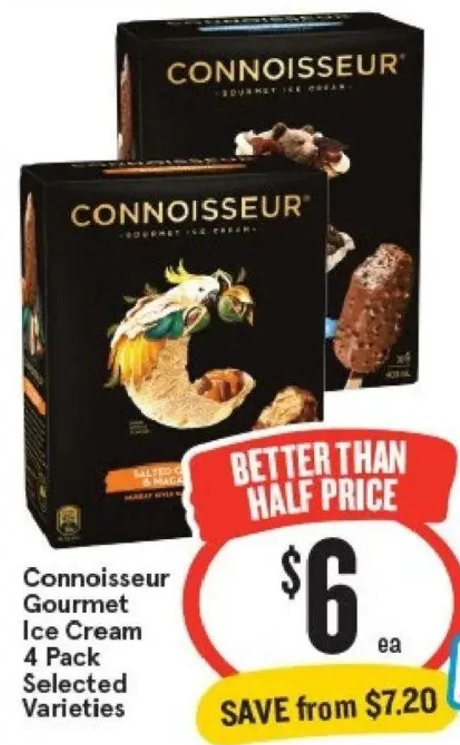 Connoisseur Gourmet Ice Cream 4 Pack Selected Varieties
