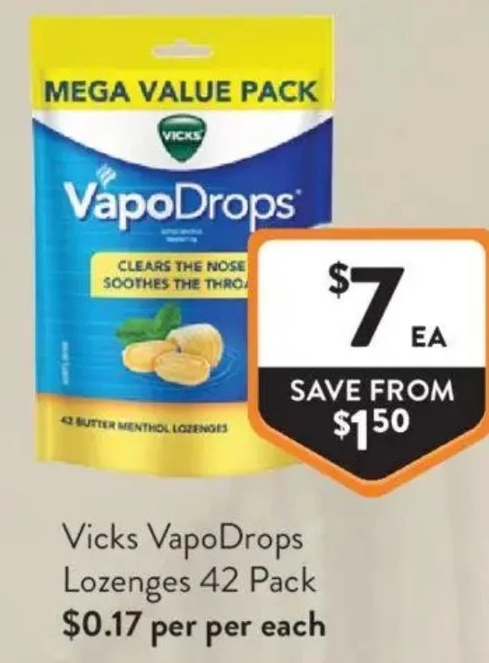 Vicks VapoDrops Lozenges 42 Pack