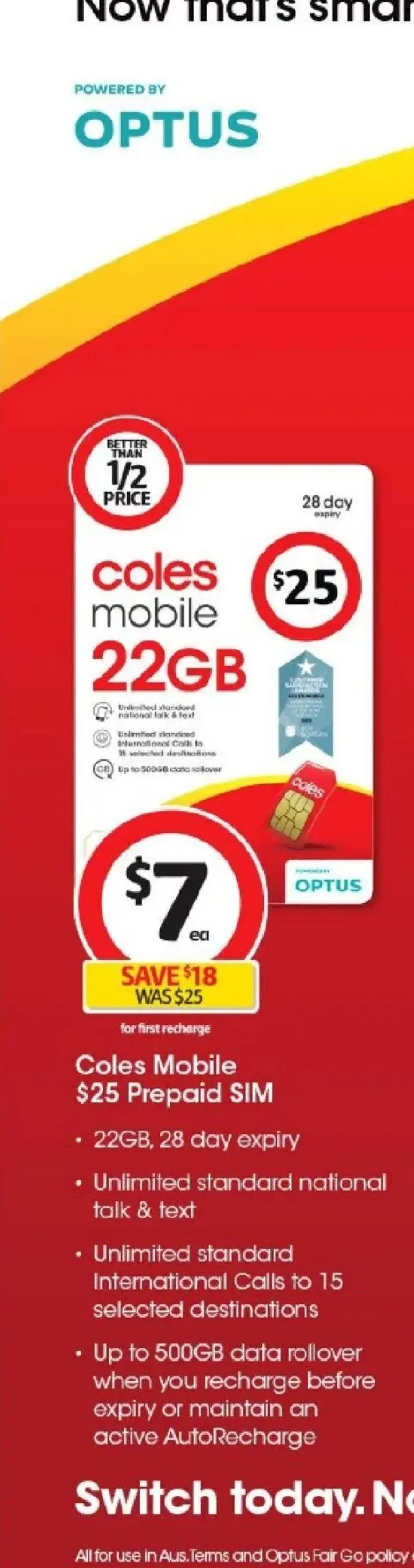 Coles Mobile $25 Prepaid SIM