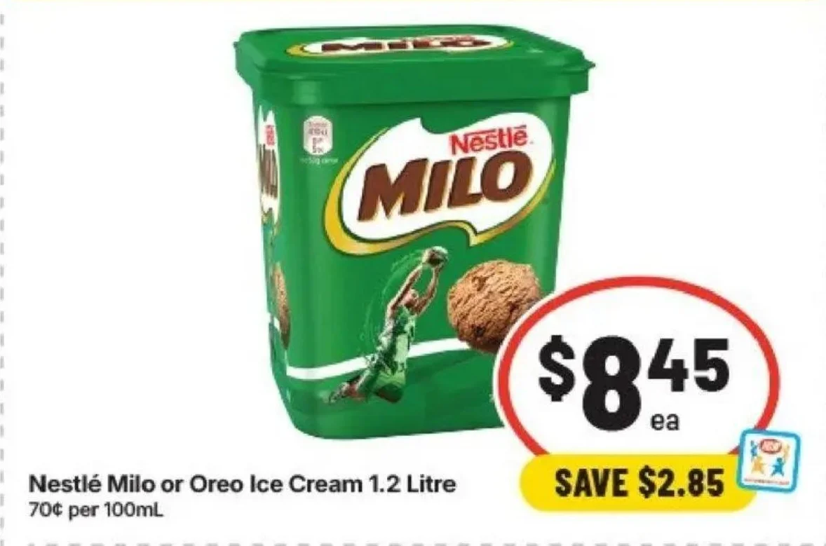 Nestlé Milo or Oreo Ice Cream 1.2 Litre