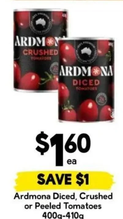 Ardmona Diced, Crushed or Peeled Tomatoes