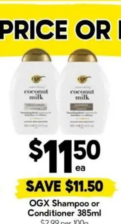 OGX Shampoo or Conditioner 385ml