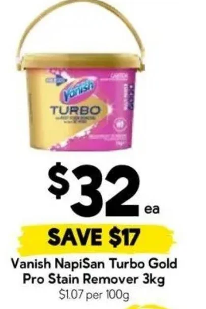 Vanish NapiSan Turbo Gold Pro Stain Remover 3kg