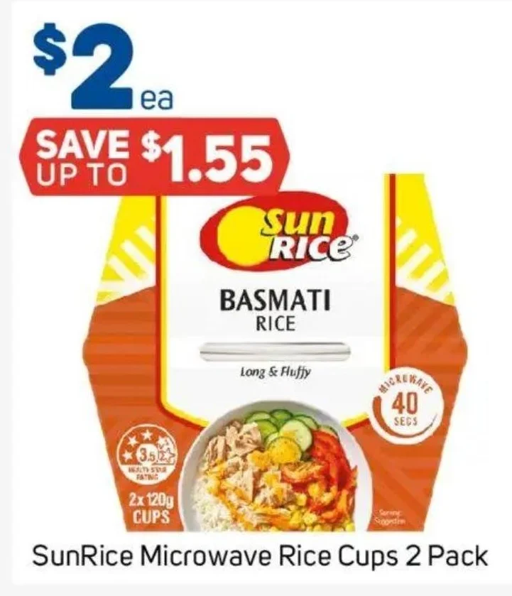 SunRice Microwave Rice Cups 2 Pack