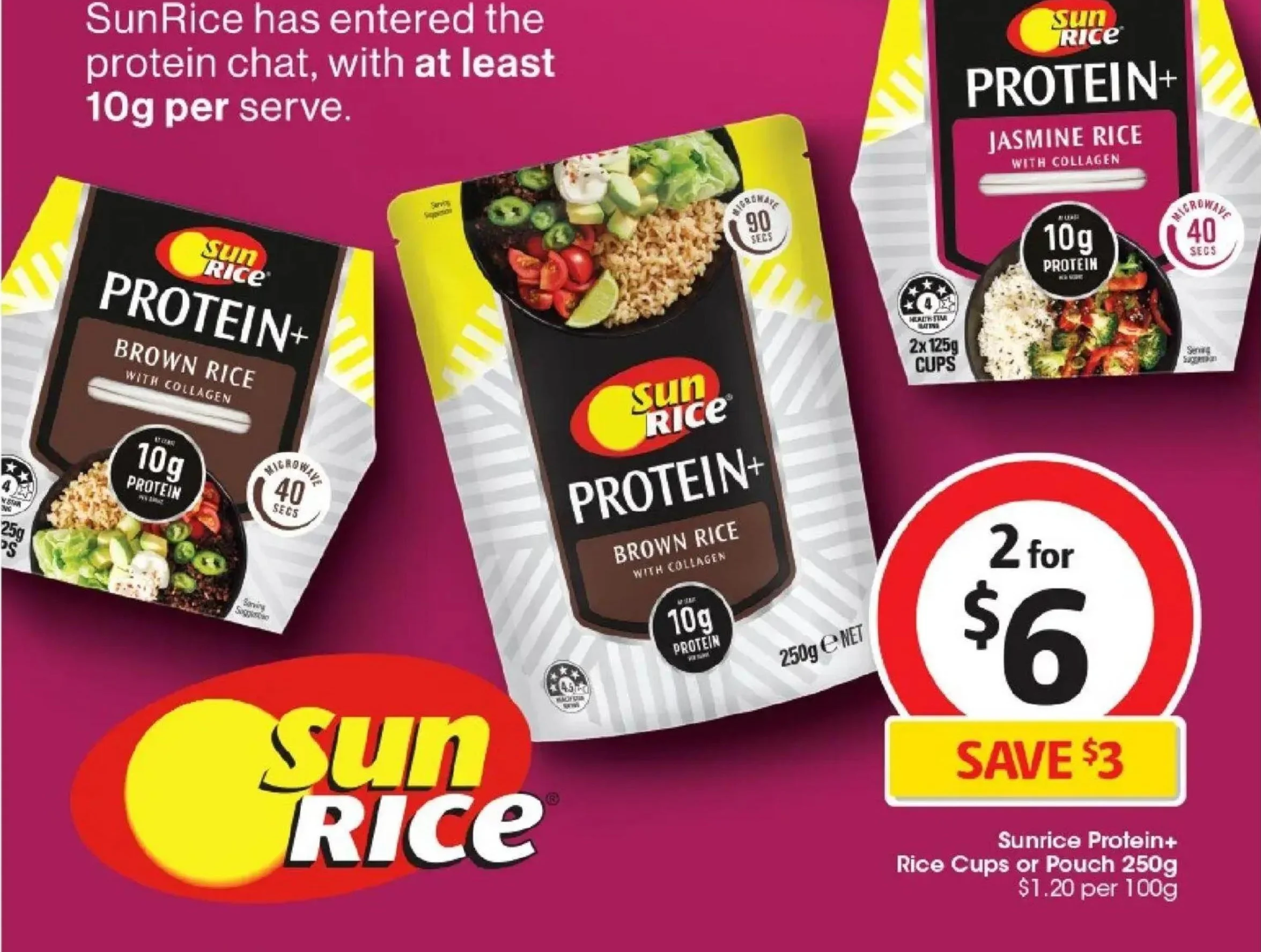 Sun Rice PROTEIN+ BROWN RICE WITH COLLAGEN