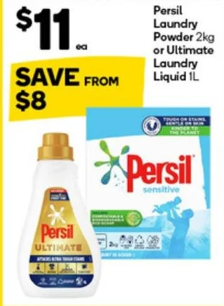 Persil Laundry Powder 2kg or Ultimate Laundry Liquid 1L