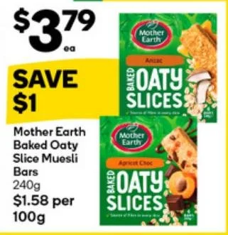Mother Earth Baked Oaty Slice Muesli Bars